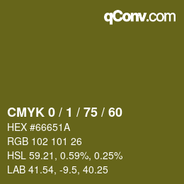 カラーコード: CMYK 0 / 1 / 75 / 60 | qconv.com
