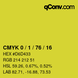 カラーコード: CMYK 0 / 1 / 76 / 16 | qconv.com