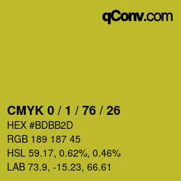 カラーコード: CMYK 0 / 1 / 76 / 26 | qconv.com