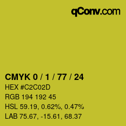 Color code: CMYK 0 / 1 / 77 / 24 | qconv.com