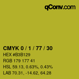 カラーコード: CMYK 0 / 1 / 77 / 30 | qconv.com