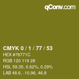 Color code: CMYK 0 / 1 / 77 / 53 | qconv.com