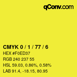 Color code: CMYK 0 / 1 / 77 / 6 | qconv.com
