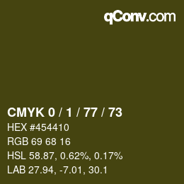 Color code: CMYK 0 / 1 / 77 / 73 | qconv.com