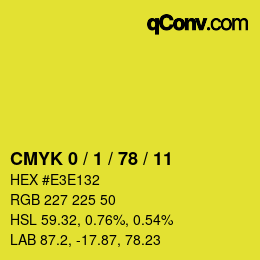カラーコード: CMYK 0 / 1 / 78 / 11 | qconv.com