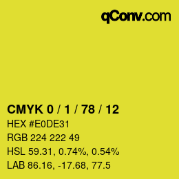 Color code: CMYK 0 / 1 / 78 / 12 | qconv.com