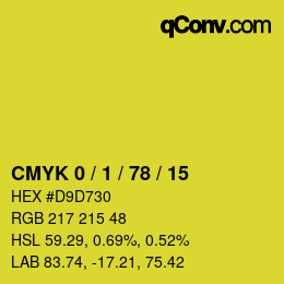 カラーコード: CMYK 0 / 1 / 78 / 15 | qconv.com