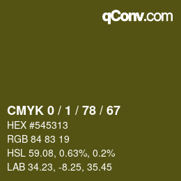 Color code: CMYK 0 / 1 / 78 / 67 | qconv.com