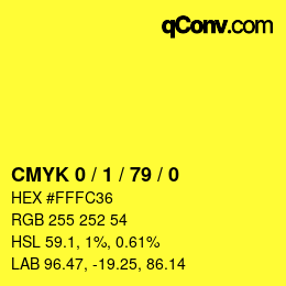 颜色代码: CMYK 0 / 1 / 79 / 0 | qconv.com