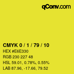 カラーコード: CMYK 0 / 1 / 79 / 10 | qconv.com