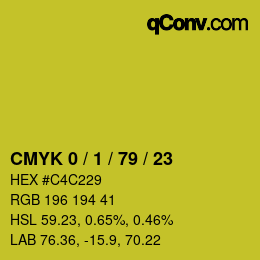 カラーコード: CMYK 0 / 1 / 79 / 23 | qconv.com
