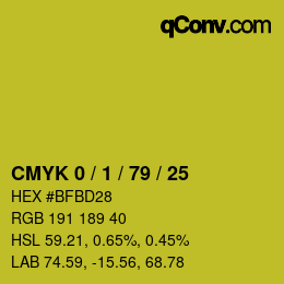 カラーコード: CMYK 0 / 1 / 79 / 25 | qconv.com