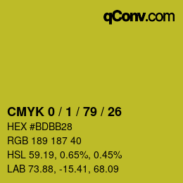 カラーコード: CMYK 0 / 1 / 79 / 26 | qconv.com