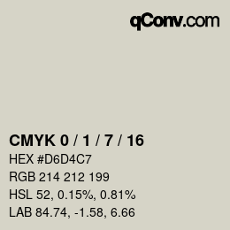 カラーコード: CMYK 0 / 1 / 7 / 16 | qconv.com