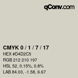 カラーコード: CMYK 0 / 1 / 7 / 17 | qconv.com