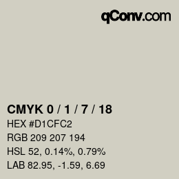颜色代码: CMYK 0 / 1 / 7 / 18 | qconv.com