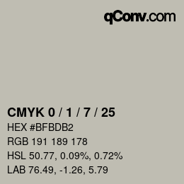 颜色代码: CMYK 0 / 1 / 7 / 25 | qconv.com