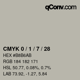 カラーコード: CMYK 0 / 1 / 7 / 28 | qconv.com