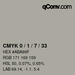 颜色代码: CMYK 0 / 1 / 7 / 33 | qconv.com