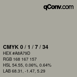 カラーコード: CMYK 0 / 1 / 7 / 34 | qconv.com