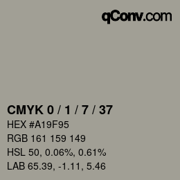 カラーコード: CMYK 0 / 1 / 7 / 37 | qconv.com