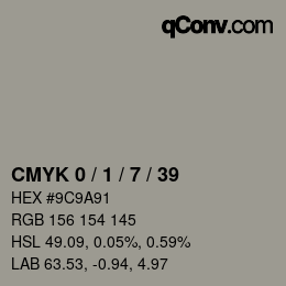 カラーコード: CMYK 0 / 1 / 7 / 39 | qconv.com