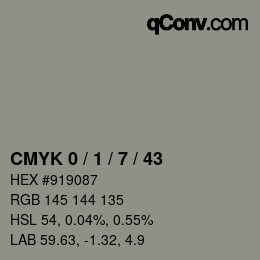 Color code: CMYK 0 / 1 / 7 / 43 | qconv.com