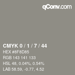 颜色代码: CMYK 0 / 1 / 7 / 44 | qconv.com