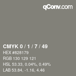 Color code: CMYK 0 / 1 / 7 / 49 | qconv.com