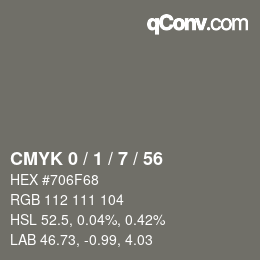 Color code: CMYK 0 / 1 / 7 / 56 | qconv.com