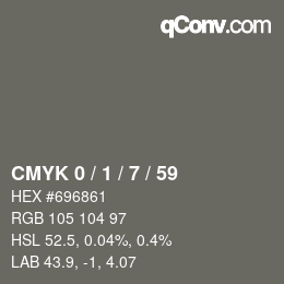 カラーコード: CMYK 0 / 1 / 7 / 59 | qconv.com
