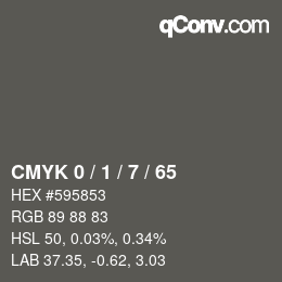 カラーコード: CMYK 0 / 1 / 7 / 65 | qconv.com