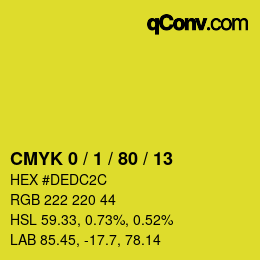 Color code: CMYK 0 / 1 / 80 / 13 | qconv.com