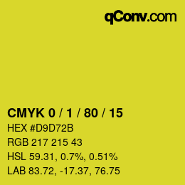 カラーコード: CMYK 0 / 1 / 80 / 15 | qconv.com
