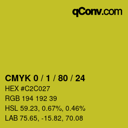 カラーコード: CMYK 0 / 1 / 80 / 24 | qconv.com