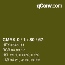 カラーコード: CMYK 0 / 1 / 80 / 67 | qconv.com