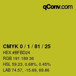 Color code: CMYK 0 / 1 / 81 / 25 | qconv.com