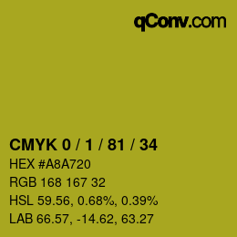 カラーコード: CMYK 0 / 1 / 81 / 34 | qconv.com