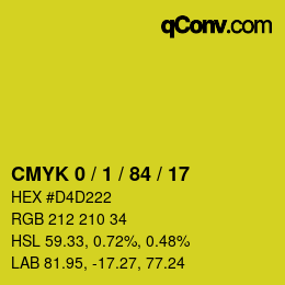 カラーコード: CMYK 0 / 1 / 84 / 17 | qconv.com