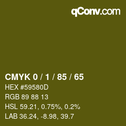 カラーコード: CMYK 0 / 1 / 85 / 65 | qconv.com