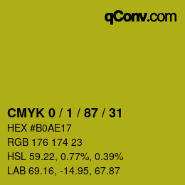 Color code: CMYK 0 / 1 / 87 / 31 | qconv.com