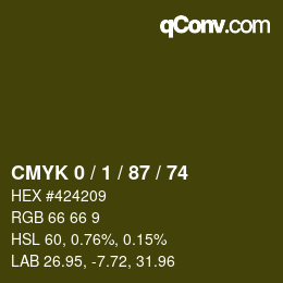 Color code: CMYK 0 / 1 / 87 / 74 | qconv.com