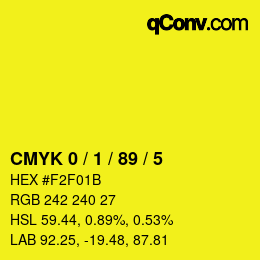 カラーコード: CMYK 0 / 1 / 89 / 5 | qconv.com