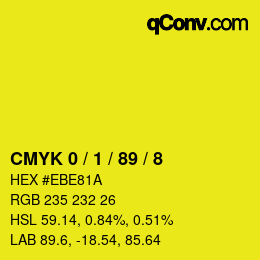 Farbcode: CMYK 0 / 1 / 89 / 8 | qconv.com