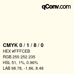 Código de color: CMYK 0 / 1 / 8 / 0 | qconv.com