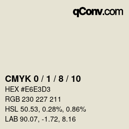 颜色代码: CMYK 0 / 1 / 8 / 10 | qconv.com
