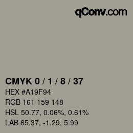 Código de color: CMYK 0 / 1 / 8 / 37 | qconv.com