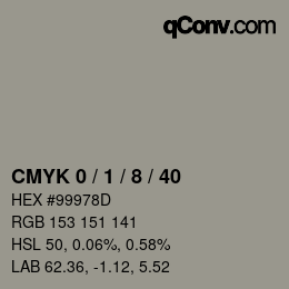 Código de color: CMYK 0 / 1 / 8 / 40 | qconv.com