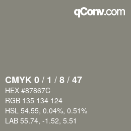 Color code: CMYK 0 / 1 / 8 / 47 | qconv.com