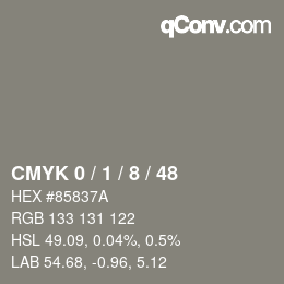 Color code: CMYK 0 / 1 / 8 / 48 | qconv.com